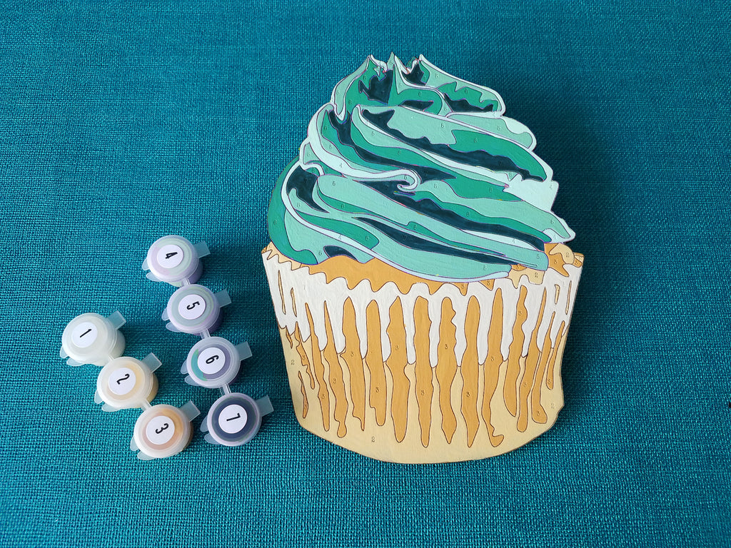 Teal Colorway of Cupcake Paint by Number Kit