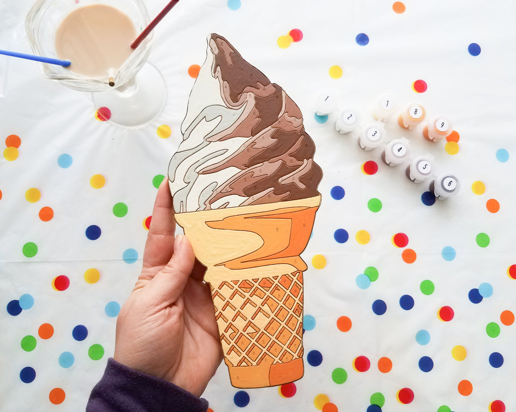 Unique Ice Cream Cone Paint by Number kit. Great conversation piece for any gallery wall!